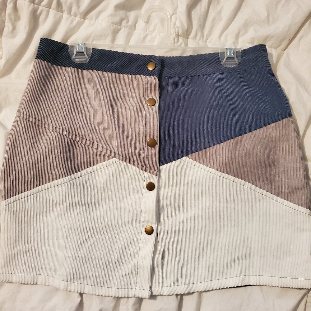 She + Sky Corduroy button up skirt Large